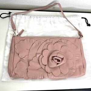 NWOT Furla Dusty Pink Floral Leather Embellished Handbag